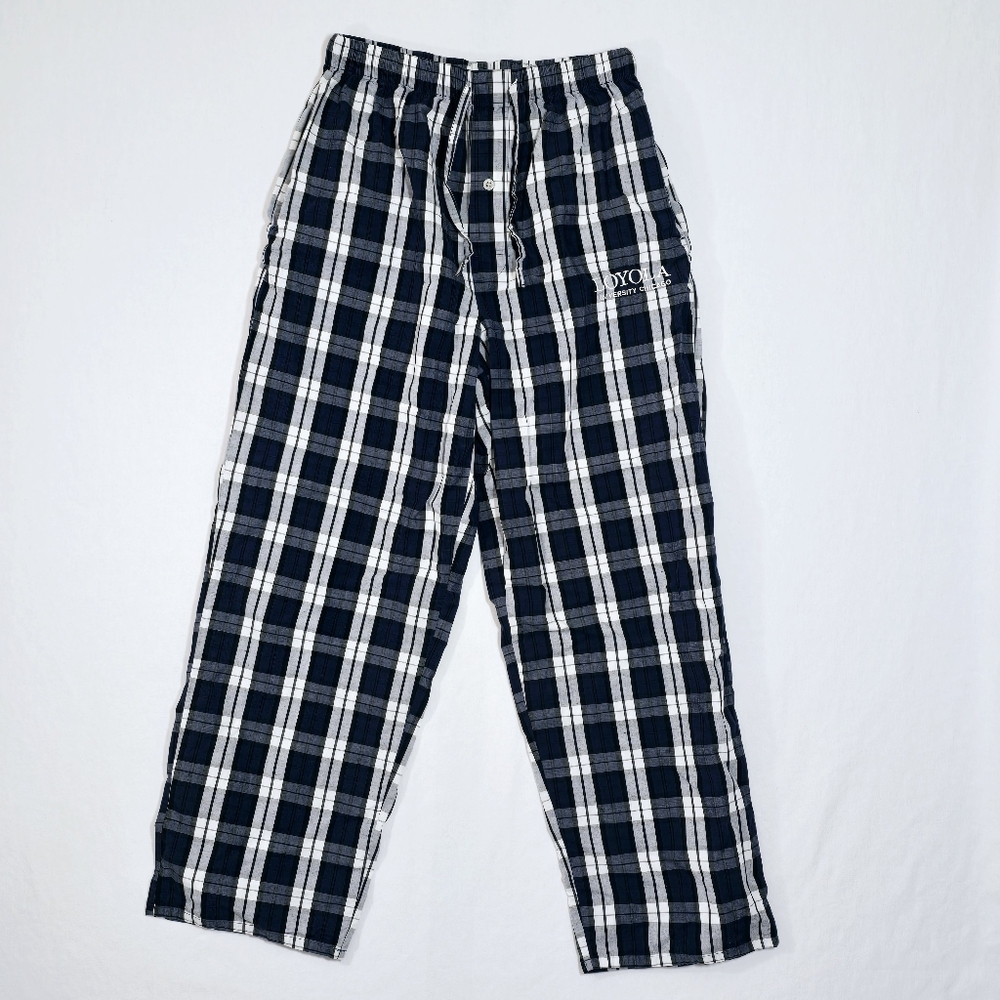 Loyola University Chicago Sleep Pants Blue Plaid Checker S Wide Leg Loungewear - Picture 8 of 8